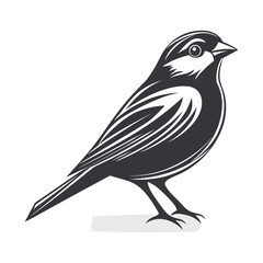 Minimalist Black and White Bird Illustration in Modern Graphic Style for Nature and Wildlife Themes