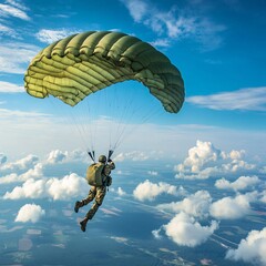 Paratrooper Descending Through the Clouds.