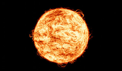 Solar flare, corona, Cosmic, Sun Red Giant Star in Space with Flames and Heat. Sun Background in Space 3d render Cosmic Cloud