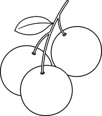 Orange fruits hanging with green leaves outline isolated 
Orange fruit with leaves outline vector