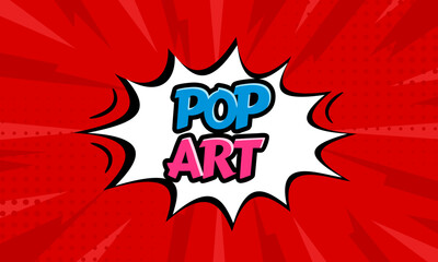 Red pop art comic background with halftone comic bubbles. Pop art poster in retro comic book style