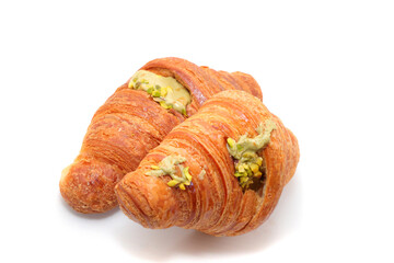 brioche con crema di pistacchio italiana, croissant with italian pistachio cream  