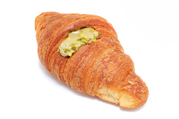 brioche con crema di pistacchio italiana, croissant with italian pistachio cream  
