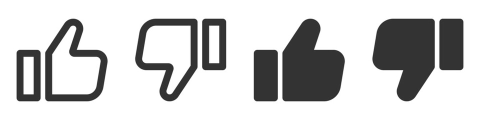 Thumbs up and down icons representing approval and disapproval. Vector illustration. © Burbuzin