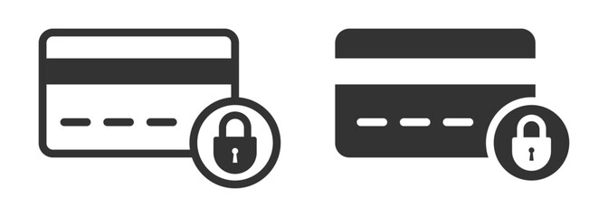 Credit card icons with padlock symbol, representing secure payment or online security. Vector illustration.