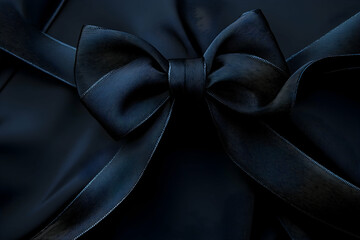 Dark Blue Satin Ribbon Bow Closeup - Illustration