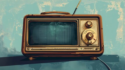 Simple vector art of vintage radio