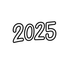 2025, lettering, sketch, black, white, new year	