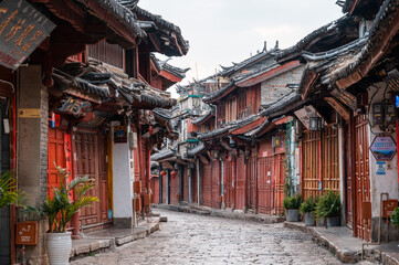 The retro style landscape in the Old Town of Lijiang, China