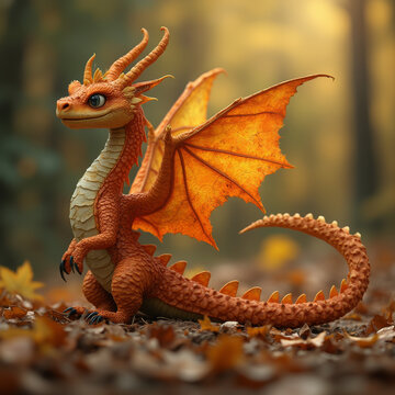 Kleiner Drache im Herbstwald