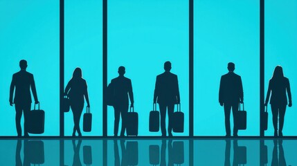 Security checkpoint at airport, passengers with bags