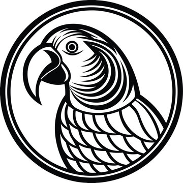 recommend clip art: Parrot silhouette logo design vector with dark color on white background