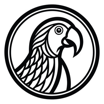 recommend clip art: Parrot silhouette logo design vector with dark color on white background