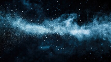 Naklejka premium A fine cloud of perfume mist against a dark backdrop, with light catching the particles.