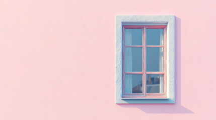 Old wooden window on color wall background