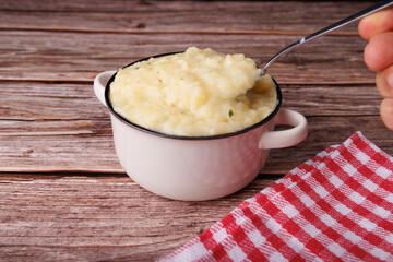 Homestyle Mashed Potatoes on a Rustic Table Ready to Share During Thanksgiving Celebrations with Family