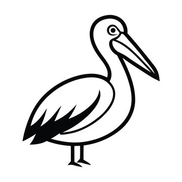 recommend clip art: Silhouette Pelican bird logo design, line art pelican bird logo template 
