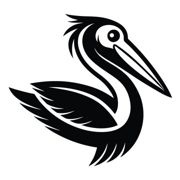 recommend clip art: Silhouette Pelican bird logo design, line art pelican bird logo template 