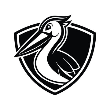 recommend clip art: Silhouette Pelican bird logo design, line art pelican bird logo template 