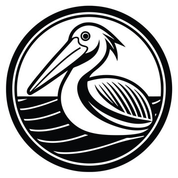 recommend clip art: Silhouette Pelican bird logo design, line art pelican bird logo template 