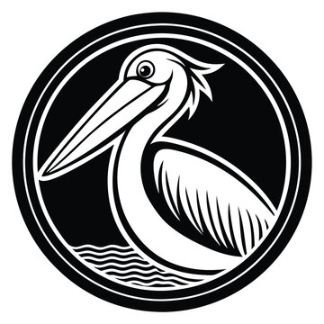 recommend clip art: Silhouette Pelican bird logo design, line art pelican bird logo template 
