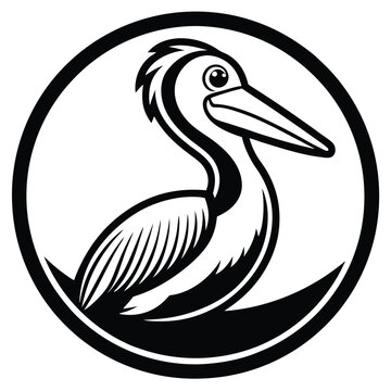 recommend clip art: Silhouette Pelican bird logo design, line art pelican bird logo template 