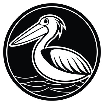 recommend clip art: Silhouette Pelican bird logo design, line art pelican bird logo template 
