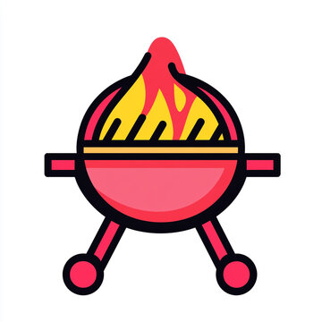 recommend clip art: Barbecue grill icon, simple line art with color on a solid white background.
