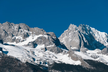 Close-up of Snow Mountain under pure blue sky