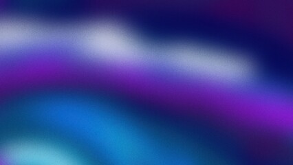 Fototapeta premium Distorted hues of purple and blue against a blue gradient background, complemented by a grainy noise texture effect, suitable for web banner and poster design layouts.