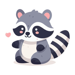 Obraz premium Cute Raccoon in Spring Animals Theme Vector Illustration on White Background