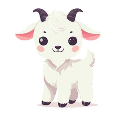 Fototapeta premium Cute Goat in Spring Animals Theme Vector Illustration on White Background