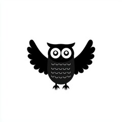 Fototapeta premium Owl Silhouette with Wings Spread on White Background