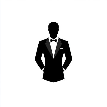 recommend clip art: Elegant silhouette of a man in a tuxedo, exuding sophistication and style, perfect for luxury and formal themes.