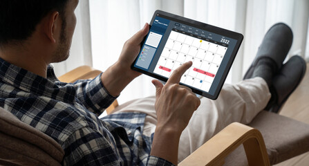 Calendar on computer software application for modish schedule planning for personal organizer and online business