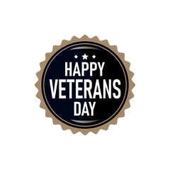 Happy Veterans Day Badge Classic Military Appreciation Design, Emblem with Stars and Stripes.