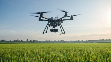 a sinister scene of a drone spraying