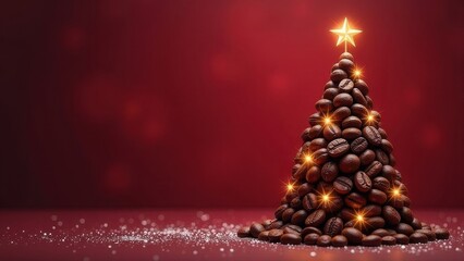 New year tree made of coffee beans