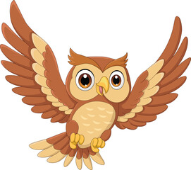 Illustration of cartoon owl flying