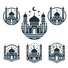 Fototapeta premium Symmetrical Mosque Logo set