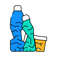 plastic waste line icon vector. plastic waste sign. isolated symbol illustration