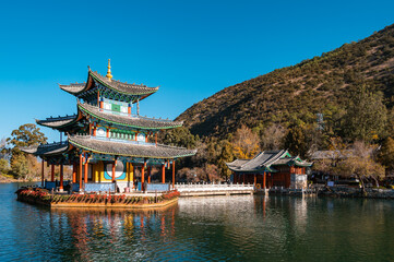 Fototapeta premium Heilongtan Park in Lijiang, Yunnan, China. A asian style park.