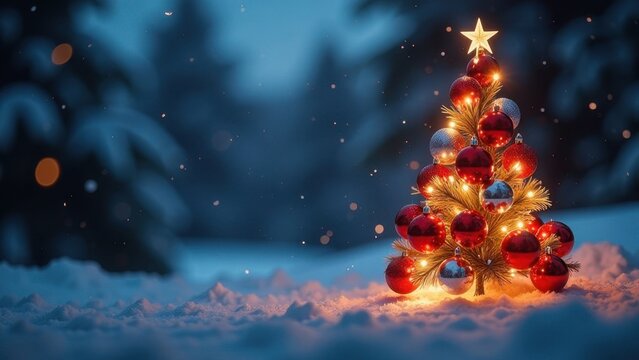 small christmas tree made of transparent balls with christmas lights