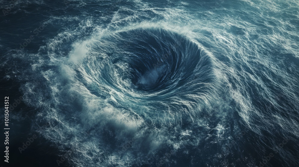 Wall mural a swirling vortex in the ocean, creating a dynamic water pattern.