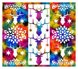 Watercolor christmas panel poster artistic creative conceptual fantasy contemporary graphic digital artwork