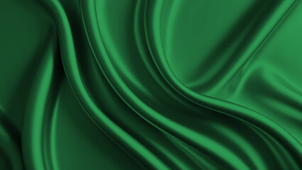 Obraz premium green silk background. wave fabric