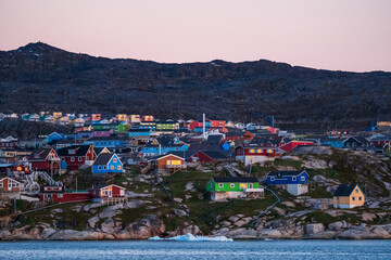 town of Ilulissat at sunset