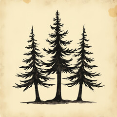 Waldsilhouette in Sepia

