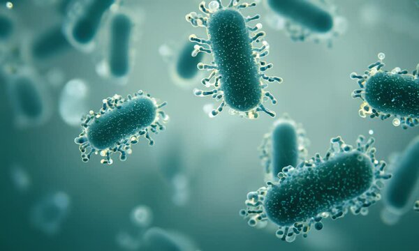 Microscopic view of bacteria  structure  colors  essential for life.