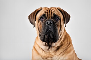 Bullmastiff on white background, Ai Generated